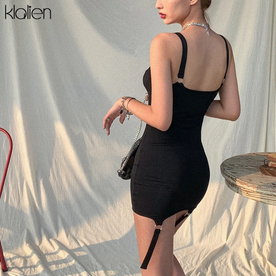 Женское облегающее мини-платье kalien черное платье с низкой грудью в стиле