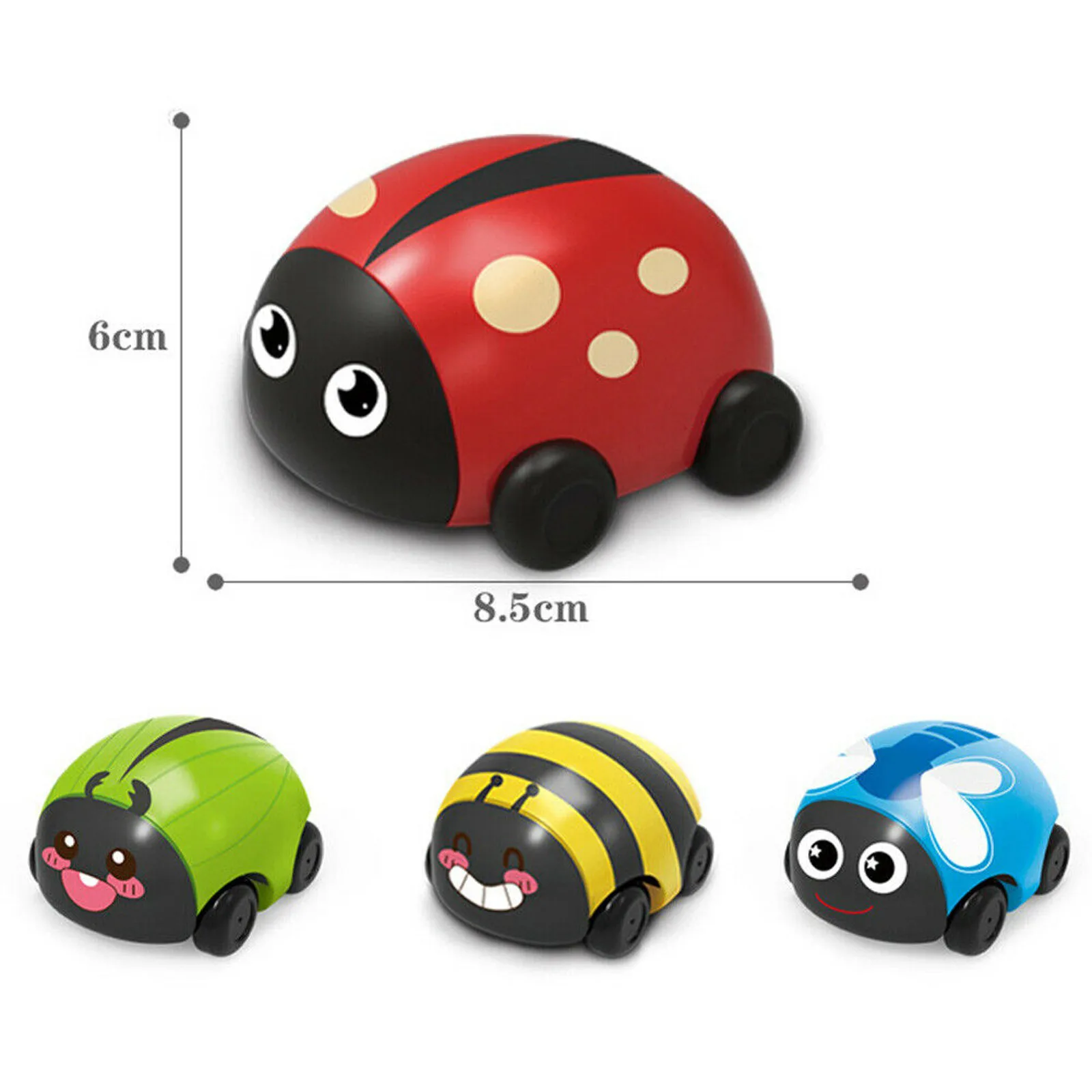 

4PC Children's Cartoon Cute Car Gifts Toy Plastic Insect Pull Back Truck Kids Birthday Toy Educational Props Foucs On Wholesale