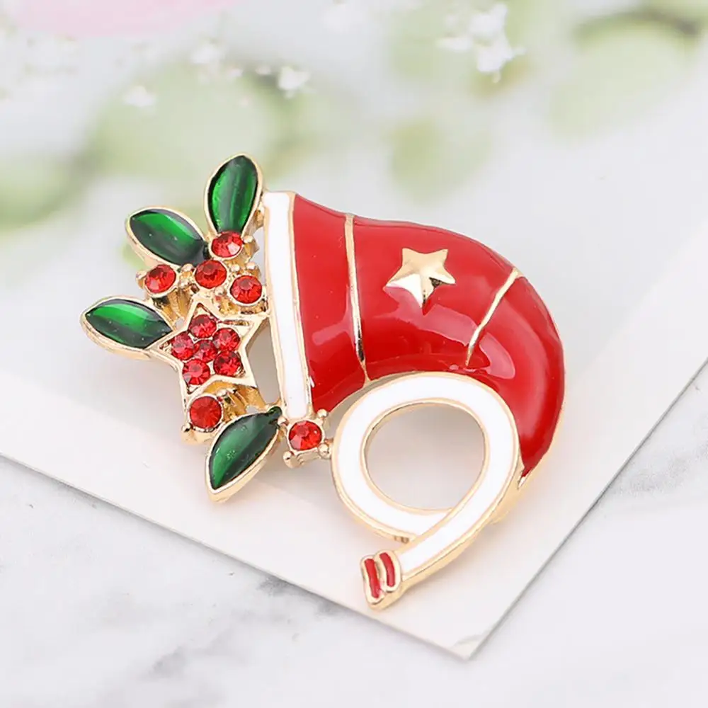 Новые рождественские Броши заколки милый Санта Клаус шляпа перчатки