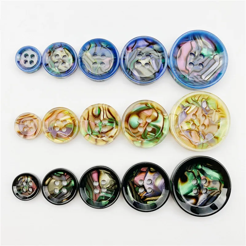 Перламутровые блестящие круглые полимерные пуговицы с 4 отверстиями 11/25 мм