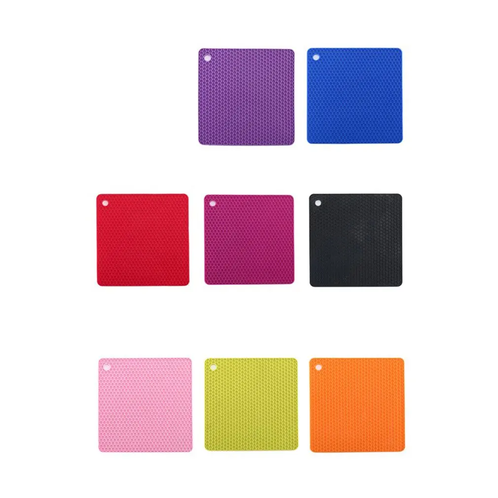 

Square honeycomb pad food grade silicone placemat insulation pad anti-scalding casserole microwave oven mat