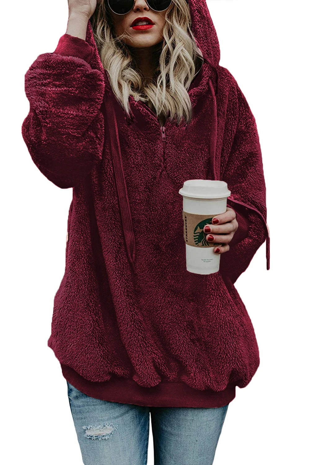 Уникальный натуральный женский шерпа Свитер оверсайз пуловер пушистая флисовая