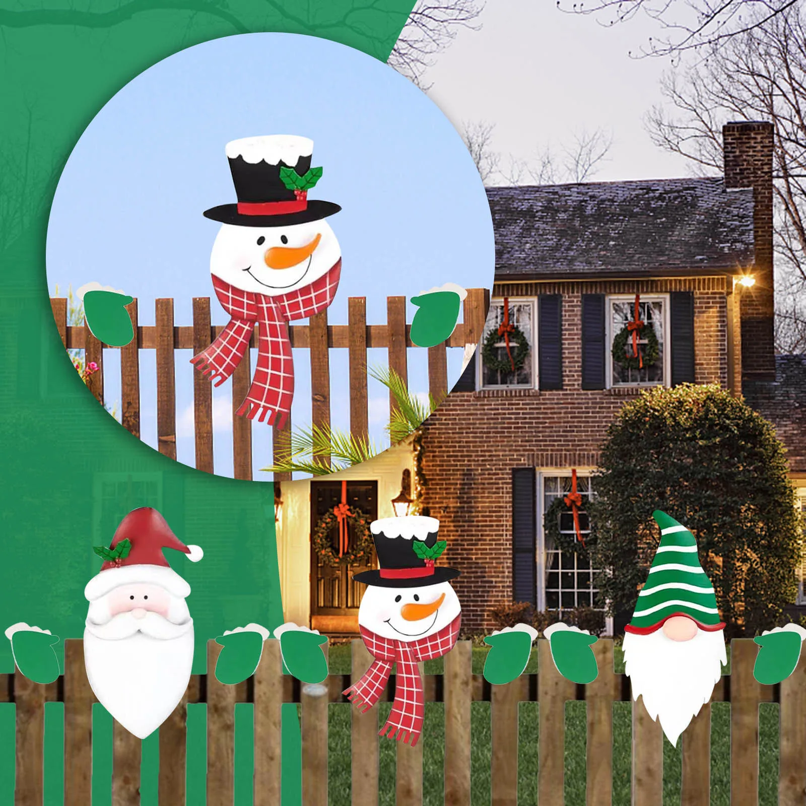 

Christmas Garden Fence Decoration Fence Peeker Figurines Halloween Gossip Garden Ya Art Decor Outdoor Snowman 2022 New Year