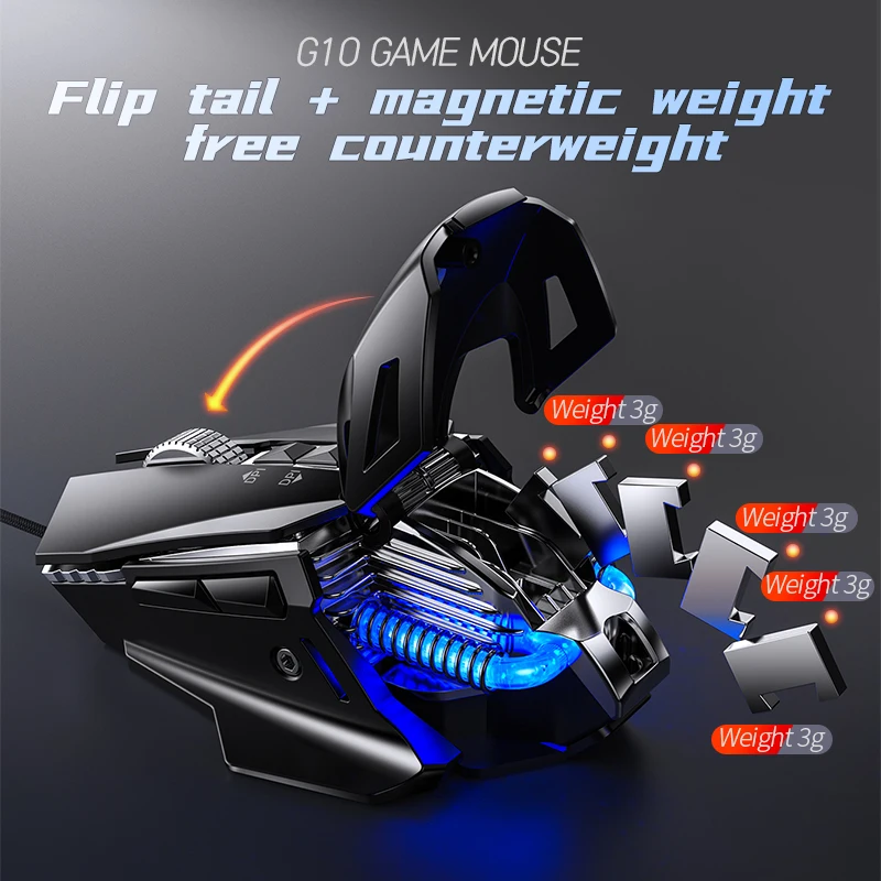 

2020 G10 gaming mechanical wired gaming mouse macro programming pressure gun glowing computer accessories Amazon wholesale