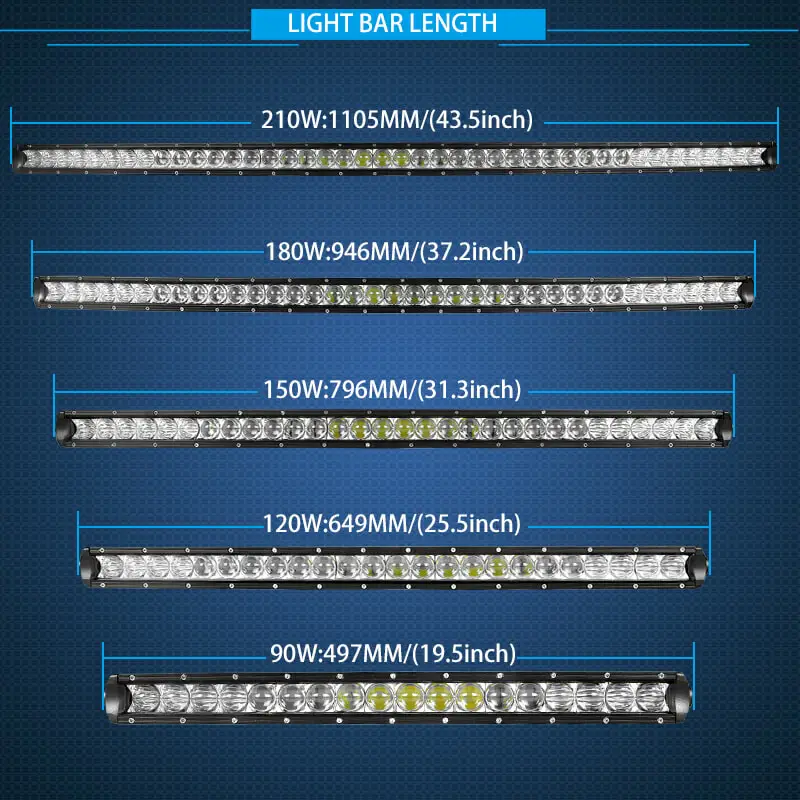 5D 44/38/33/26/20 дюймов 210/180/150/120/90W Супер тонкий Однорядный изогнутый СВЕТОДИОДНЫЙ