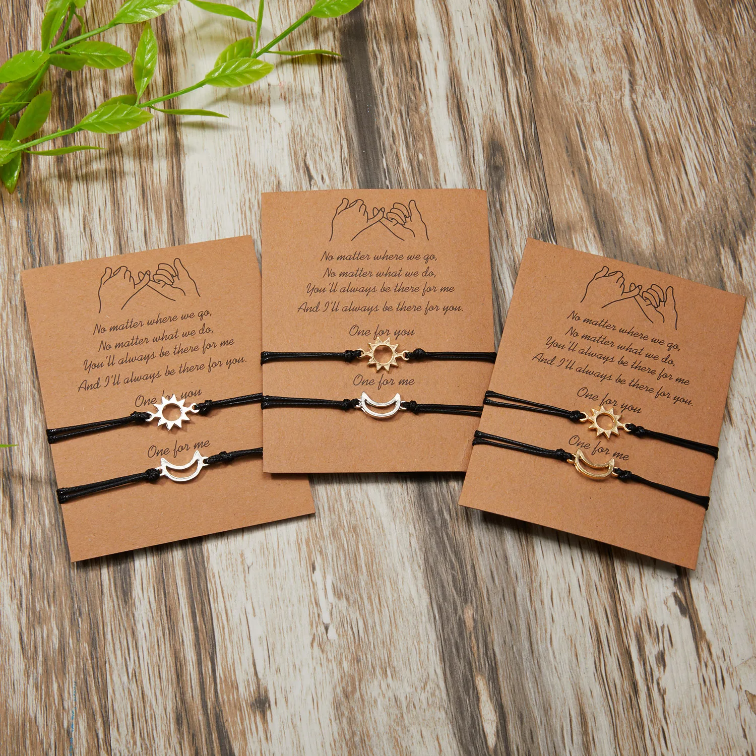 Набор браслетов с солнцем и луной браслет ручной работы регулируемый плетеный из