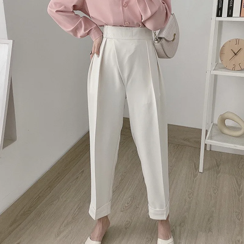 

Fashion simple suit smoke pipe commuter Harlan hanging high waist trousers