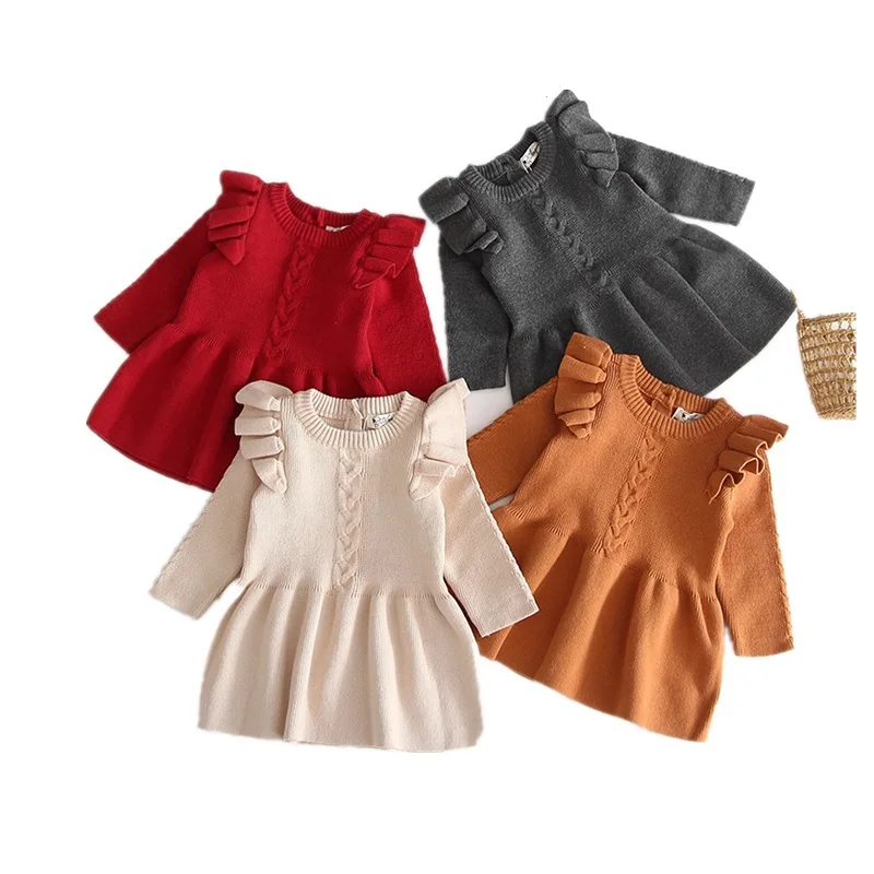 Вязаное платье для девочек коллекция 2019 года осенне зимняя одежда Сетчатое