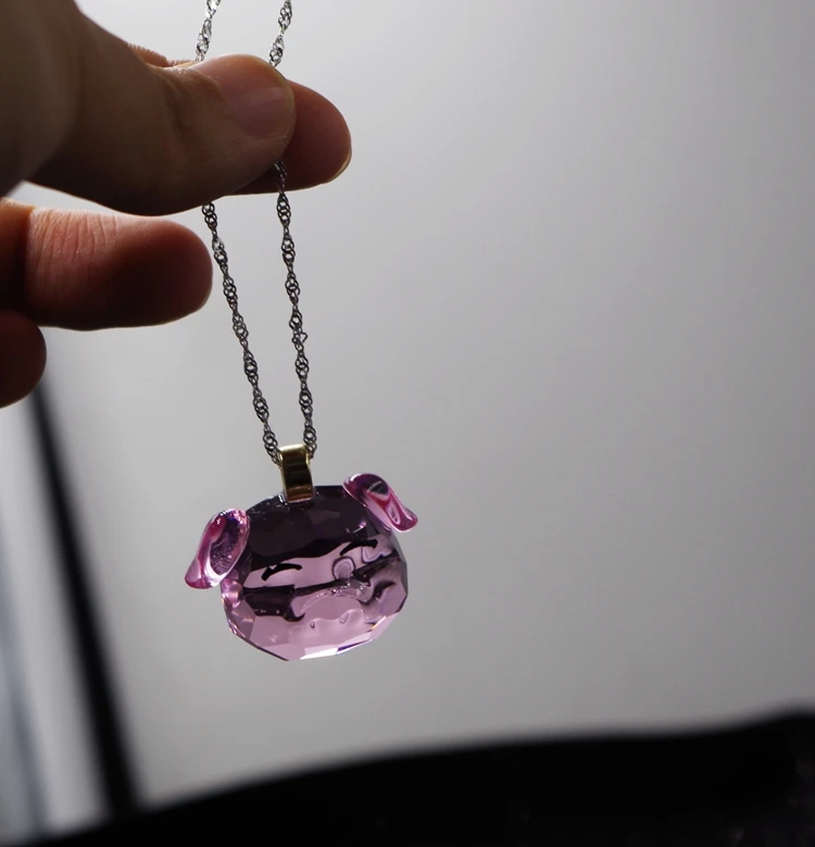 New Creative Fashion S925 Sterling Silver Crystal Pink Pig Pendant Necklace Cute Crystal Silver Chirldren Gift jewelry kid