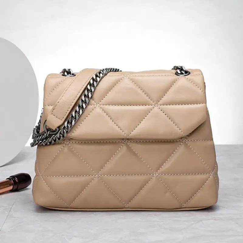 

Sheepskin Women Bag 2020 New All-match Texture Genuine Leather Messenger Bag Famous Brand Chain Ladies Shoulder Bag