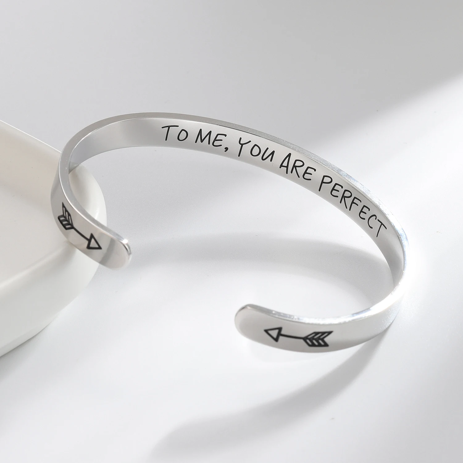 

Women's Bracelet ,To Me , You Are Perfect Bangle Stainless Steel Bracelet Silver Color Fashion Jewelry Gifts For Women