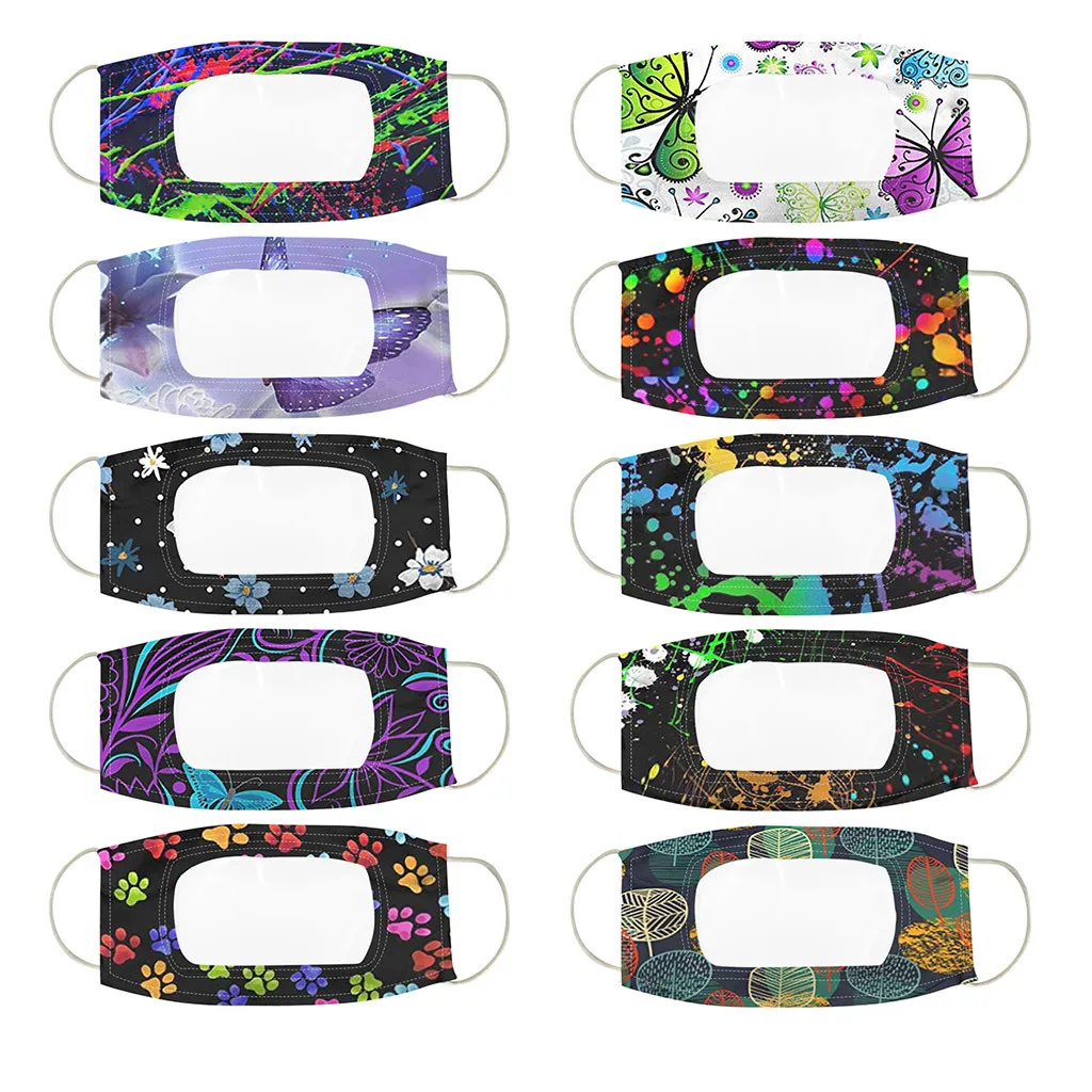 

Hygiene Batch Protect Mouth Nose10PC Smile Communicator Face Mask Clear Vinyl Visible Expression Lip ReadingMasque Unisex