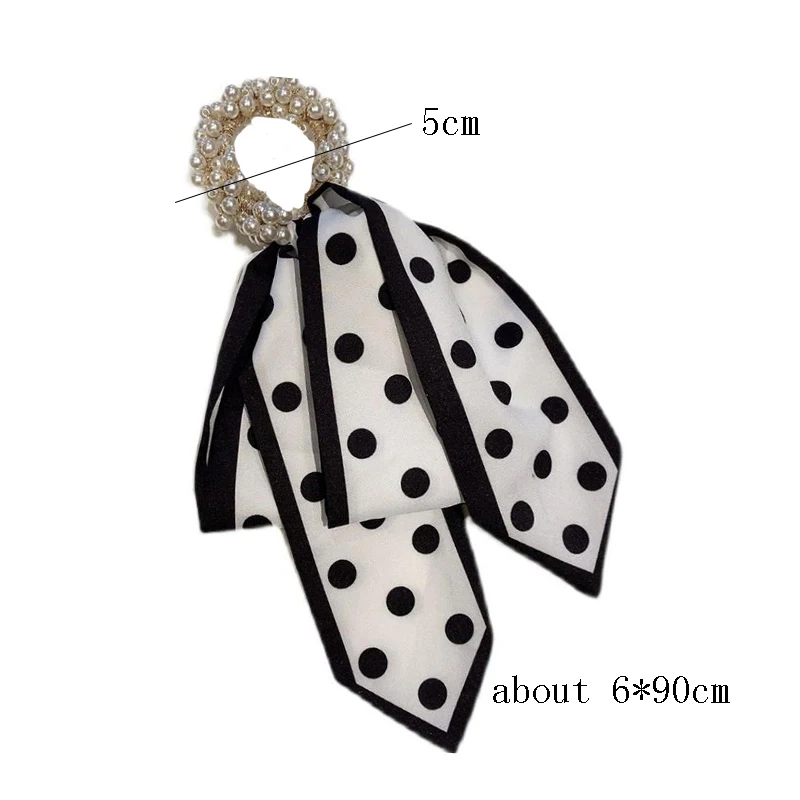 

Fashion Dot Ribbon Hair Scrunchies for Women Hair Ring Female Ponytail Chiffon Fabric Ribbon Hair Ties Korean Hair Accessories