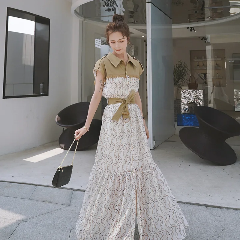 

Молодежное приталенное платье в западном стиле, рубашка средней длины с длинным рукавом для ранней осени, женский кардиган на шнуровке, лет...