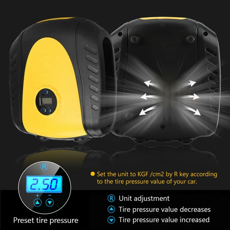 

Car Air Compressor Tire Inflator 12V DC Portable Auto Pump for Car Bicycle Tyre Bike