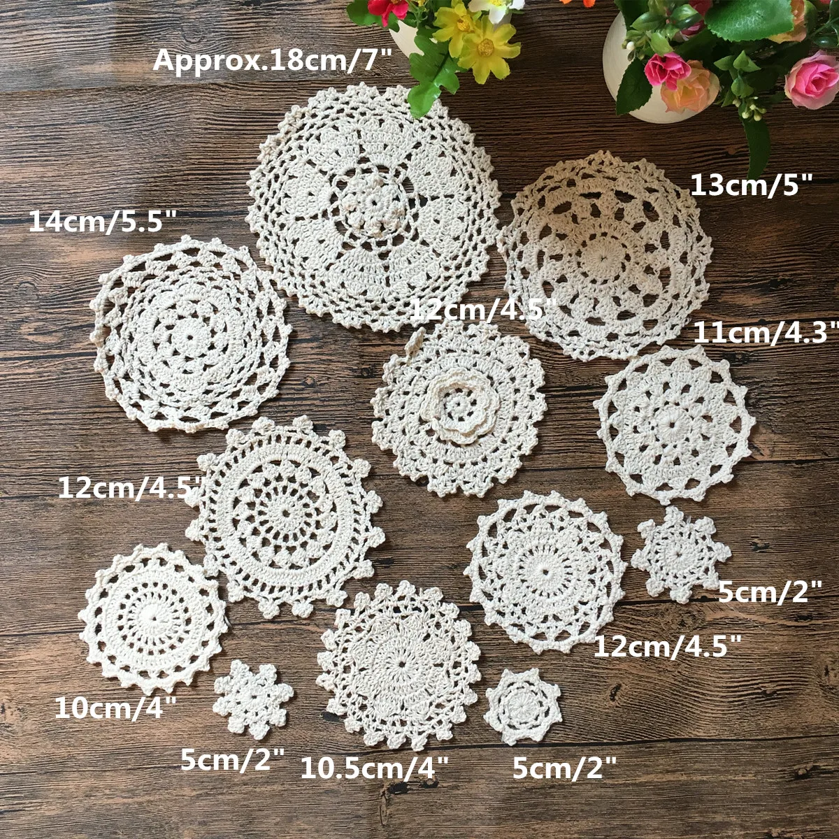 24 винтажные вязаные крючком Мини мотивы подставка под чашку коврик белые