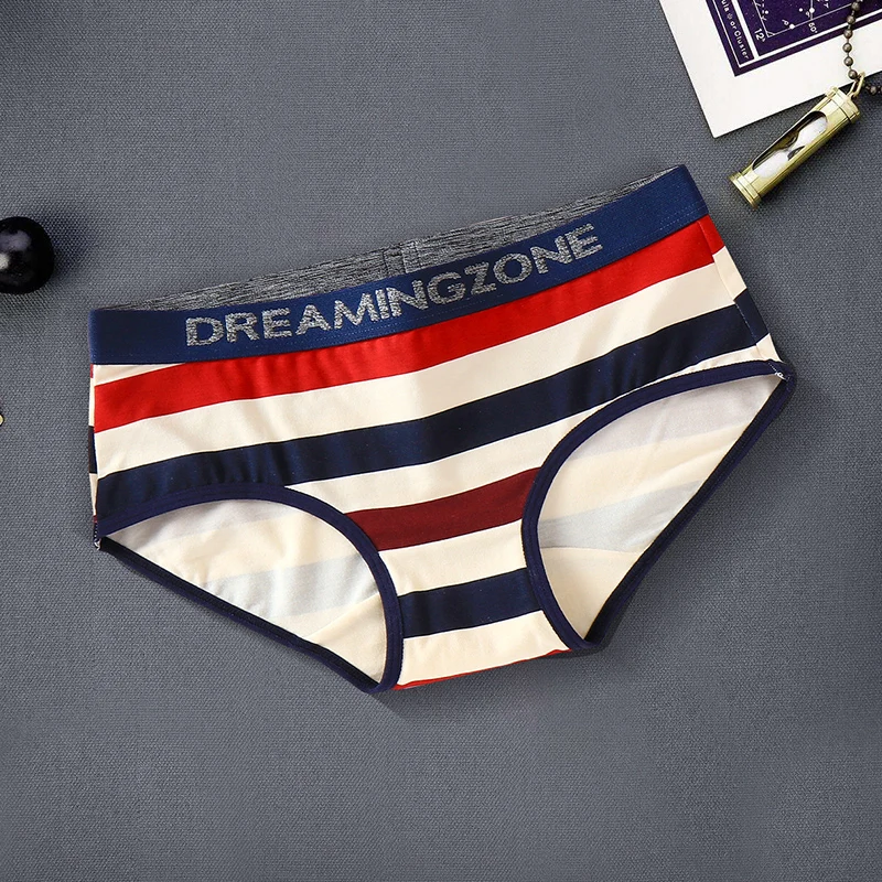 2020 Couple Sexy Underwear Modal Cotton Striped Underwear Fashion Couple Women's Underpants Men's Boxers For Lover's Panties