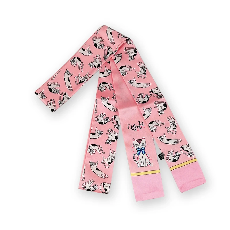 

2020 Narrow long silk scarf for women long neck hair scarf bag strap small neck scarves fashion elegant belt tie handbag scarf