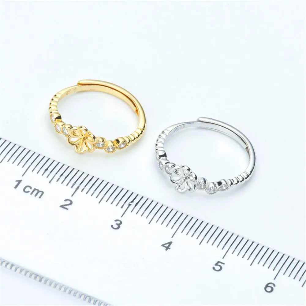 

Pearl Ring Settings, Fashionable Ring Findings, Adjustable Size 925 Silver Ring Jewelry DIY Making No Pearl