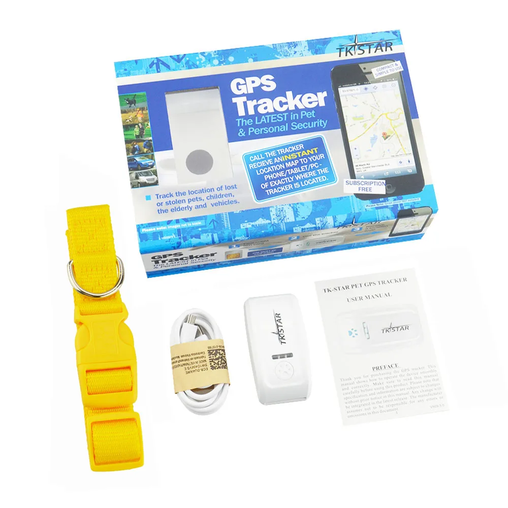 yellow with box TK909 gps трекер для детей домашнее животное Глобальный мини gps домашнее животное трекер Водонепроницаемый длинный аккумулятор gps локатор цветной ошейник на выбор - Цвет: yellow with box