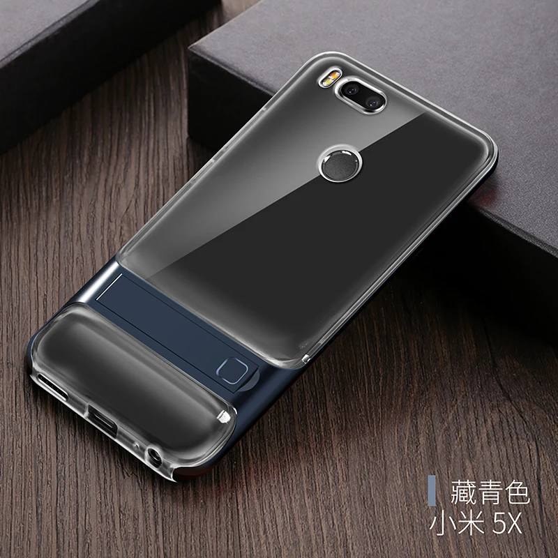 Чехлы на заднюю крышку мобильного телефона для Xiaomi mi 5X mi A1 Xiao mi 5X mi A1 силиконовый чехол 3D Kickstand 360 Защитный Чехол Броня Coque - Цвет: Crystal Navy