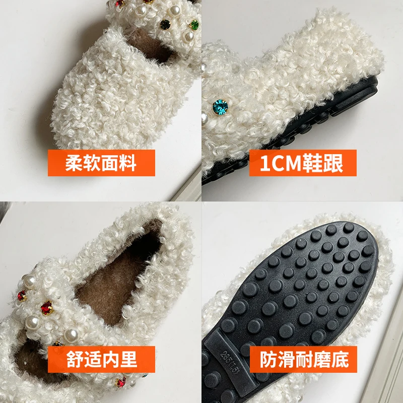 

Casual Woman Shoe Female Footwear Loafers Fur Slip-on Shallow Mouth Autumn All-Match Round Toe Dress New Moccasin Slip On Summer