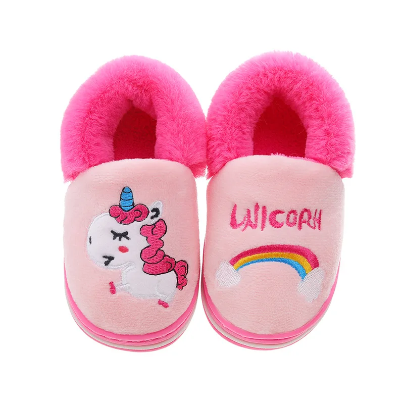 Зимние домашние тапочки для детей с рисунками животных из мультфильмов теплые