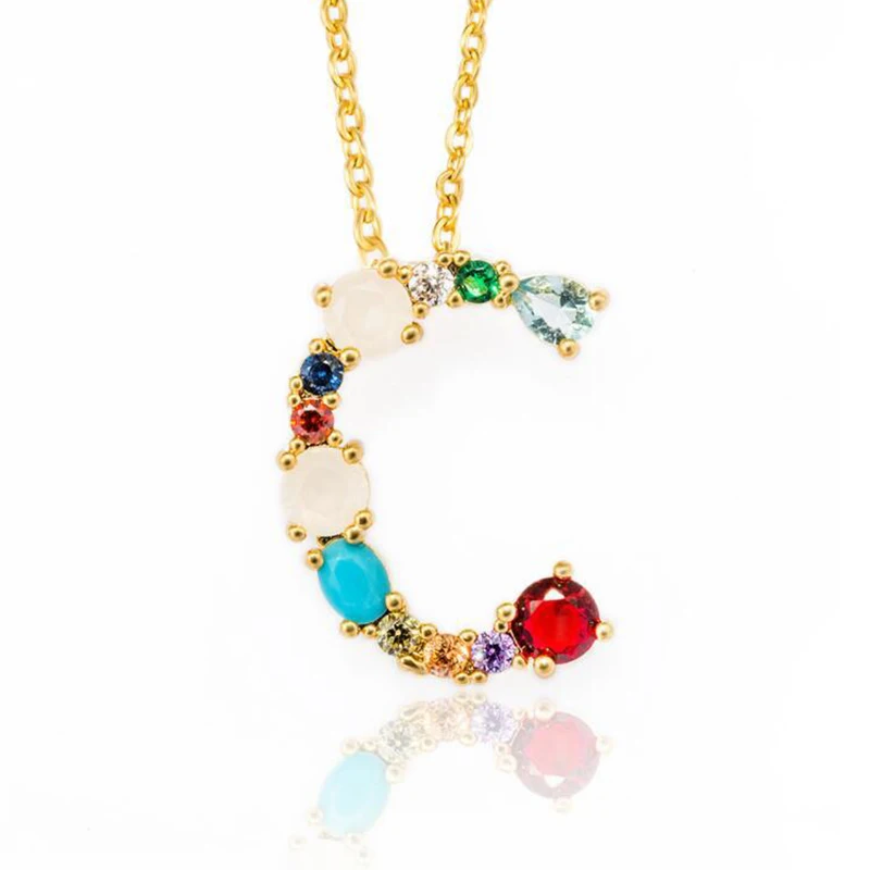 A Z буквы бриллиантовые цветные ожерелья с подвеской кулоном для женщин декор