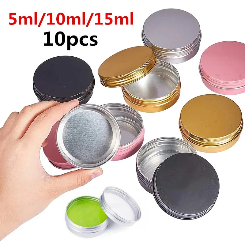10pcs 5ml/10ml/15ml Aluminum Tin Jars Refillable Storage Box Small Cosmetic Face Eye Cream Lip Balm Sample Containers Packaging images - 6