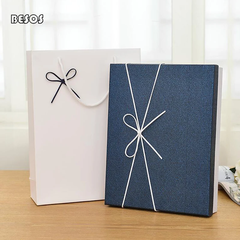 Высококачественная простая Подарочная коробка синяя и белая рельефная рубашка