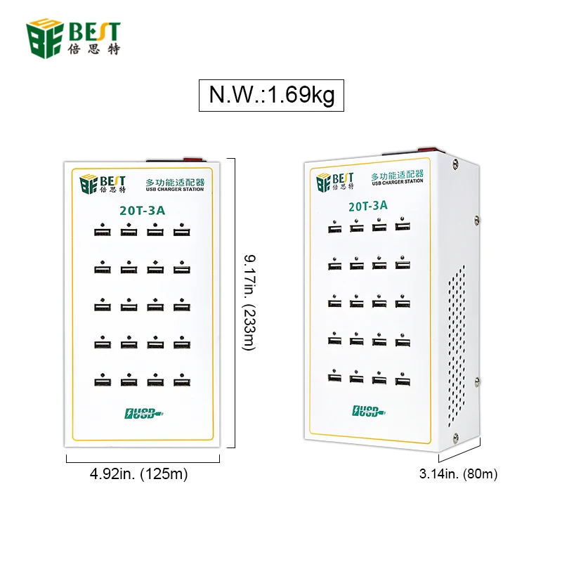 

BEST 20 Ports 3A 5V Multi-Port USB Chargers Multi Cell Phone Charging Station For Mobile phone Android Tablet