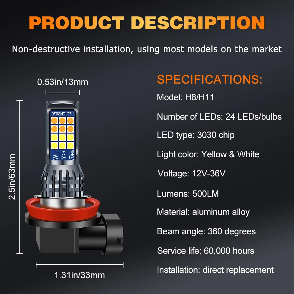2 шт. h8 противотуманные фары H3 светодиодный ные Автомобильные h4 h7 h11