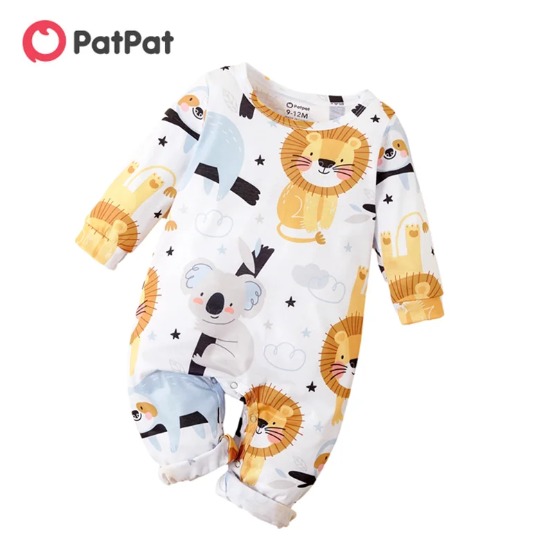 

PatPat 2020 New Spring and Summer Autumn Baby Lion and Koala Allover Jumpsuits for Baby Boy