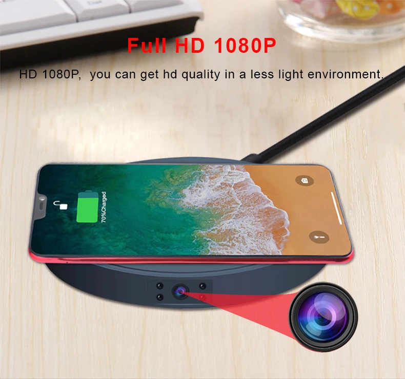 MD19 мини камера Быстрое беспроводное зарядное устройство для iPone samsung телефон HD 1080P ночное видение микро камера обнаружения движения видео рекордер
