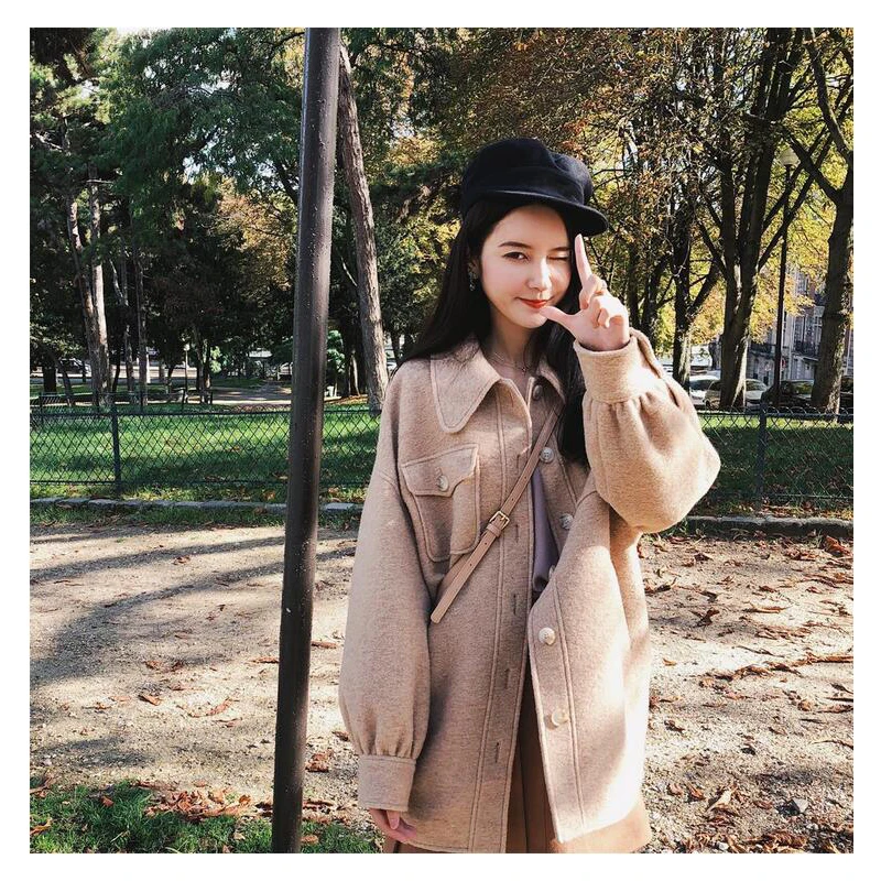 Женское шерстяное пальто средней длины Осень-зима 2019 | Женская одежда