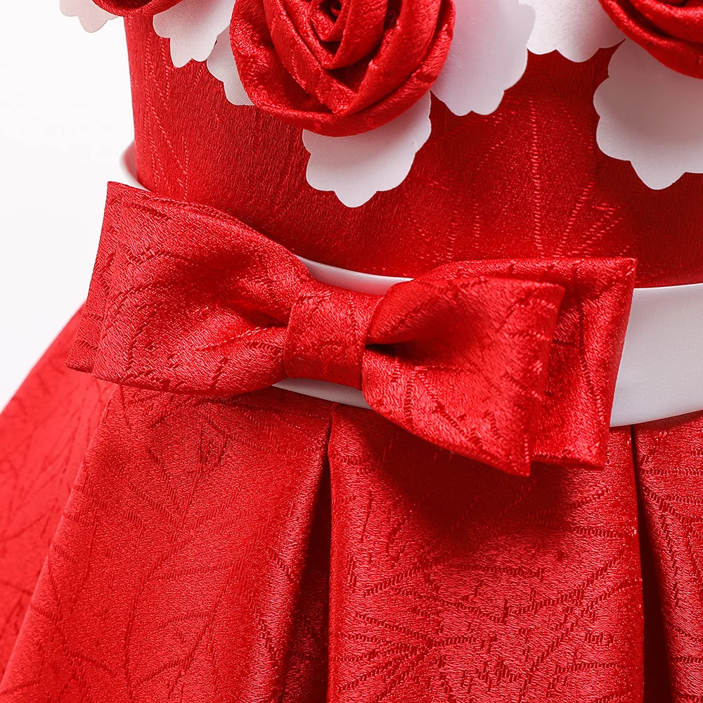 Top Quality Baby Girls Silk 3D Flower Ball Gown Party Princess Dress Kids Elegant Event Birthday Dresses for Wedding 3-10Y BW301 | Детская