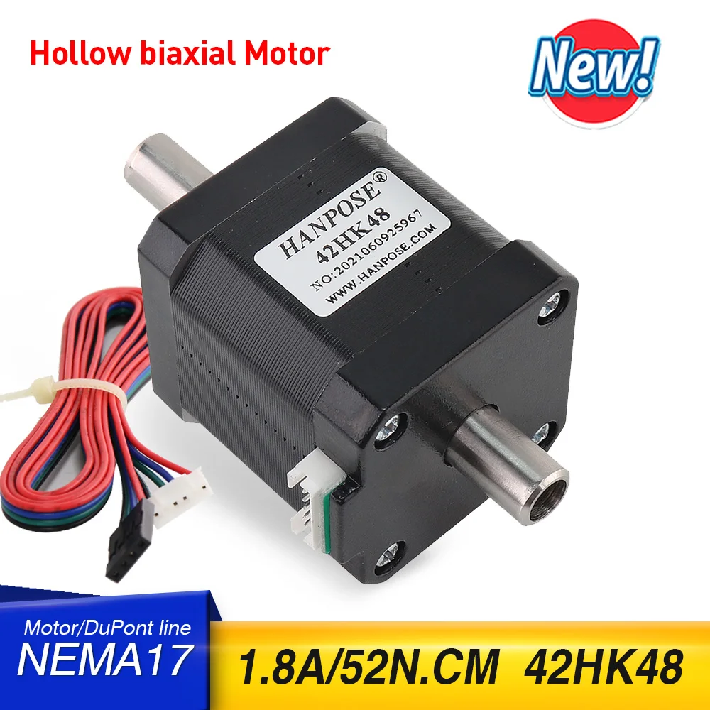 

Шаговый электродвигатель Nema17 с полым двухосным мотором, 1,5 А, 52 Н. См, 42 г, двигатель с двойным валом, 4-проводной, аксессуары для 3D-принтера, 5 ш...