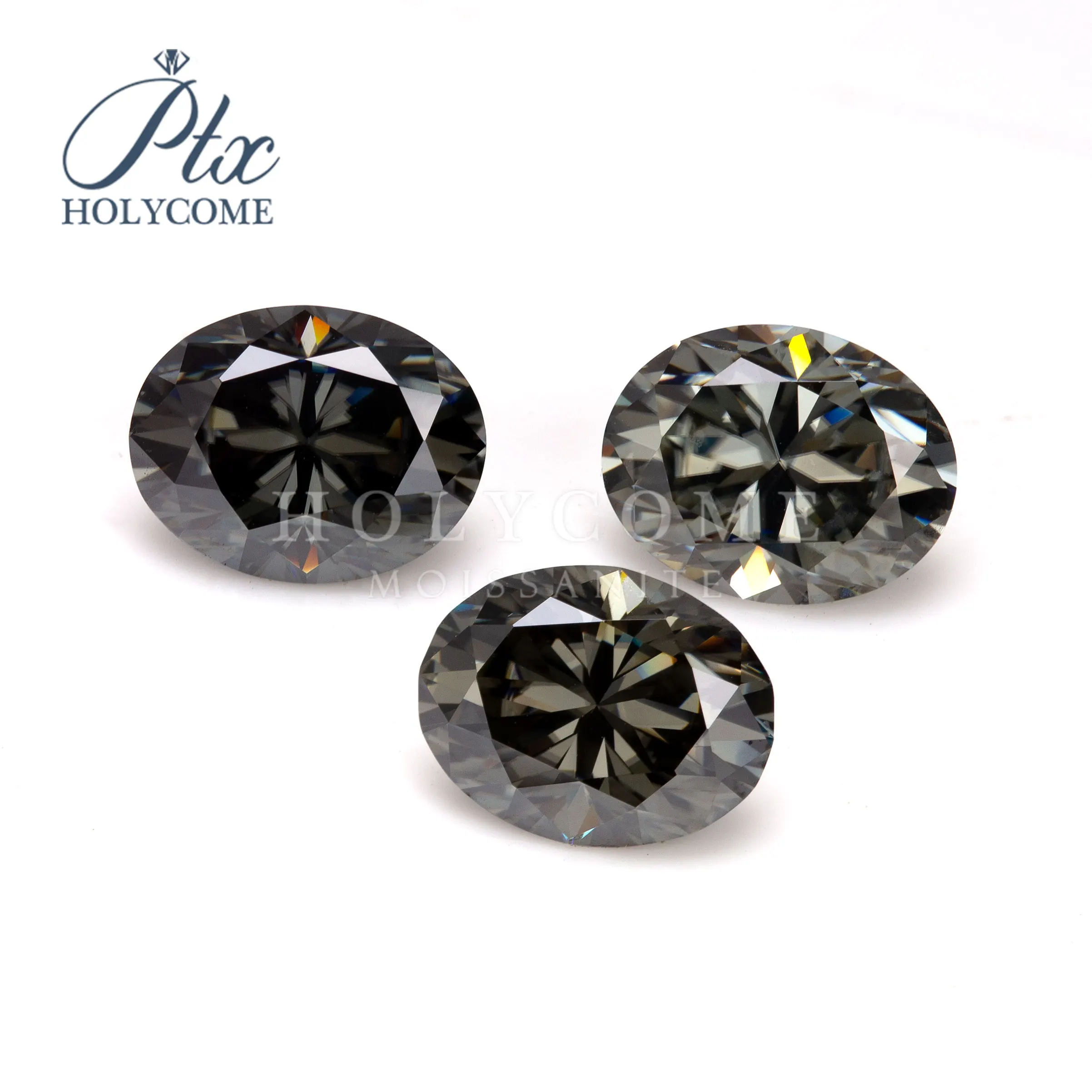 

8X12mm Light Gray oval cut in stock color moissanite wholesale top quality for jewelry making accept customized free carving