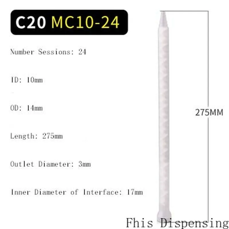 Resin Static Mixer MC10-24 Mixing Nozzles for Duo Pack Epoxies Core POM Material | Инструменты