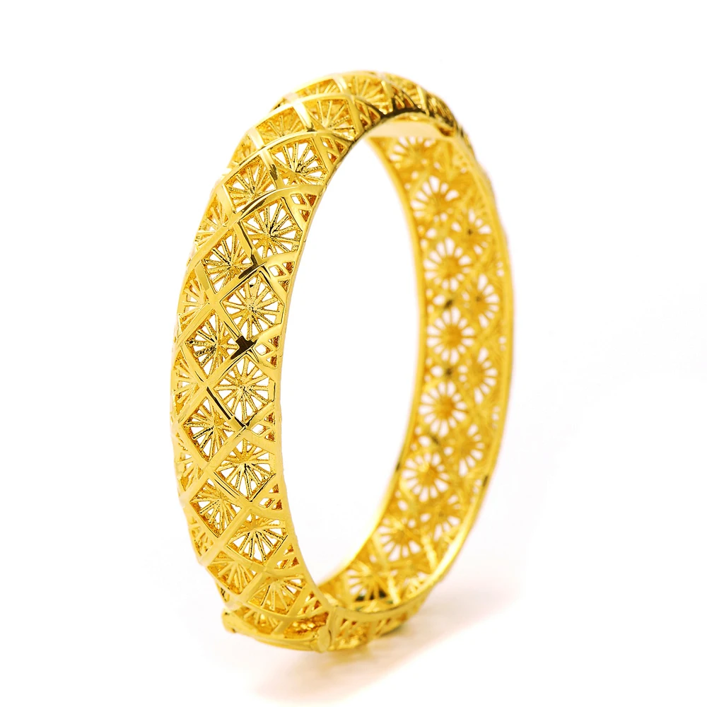 

Fashion Dubai Bracelets Jewelry Gold Color Ethiopian Bangles for Women Africa Arab Items Wholesale Wedding Gift