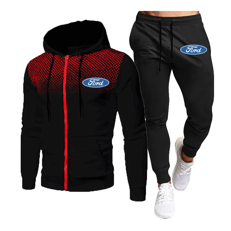 Комплект спортивной одежды для мужчин свитшот с капюшоном и брюки градиентным