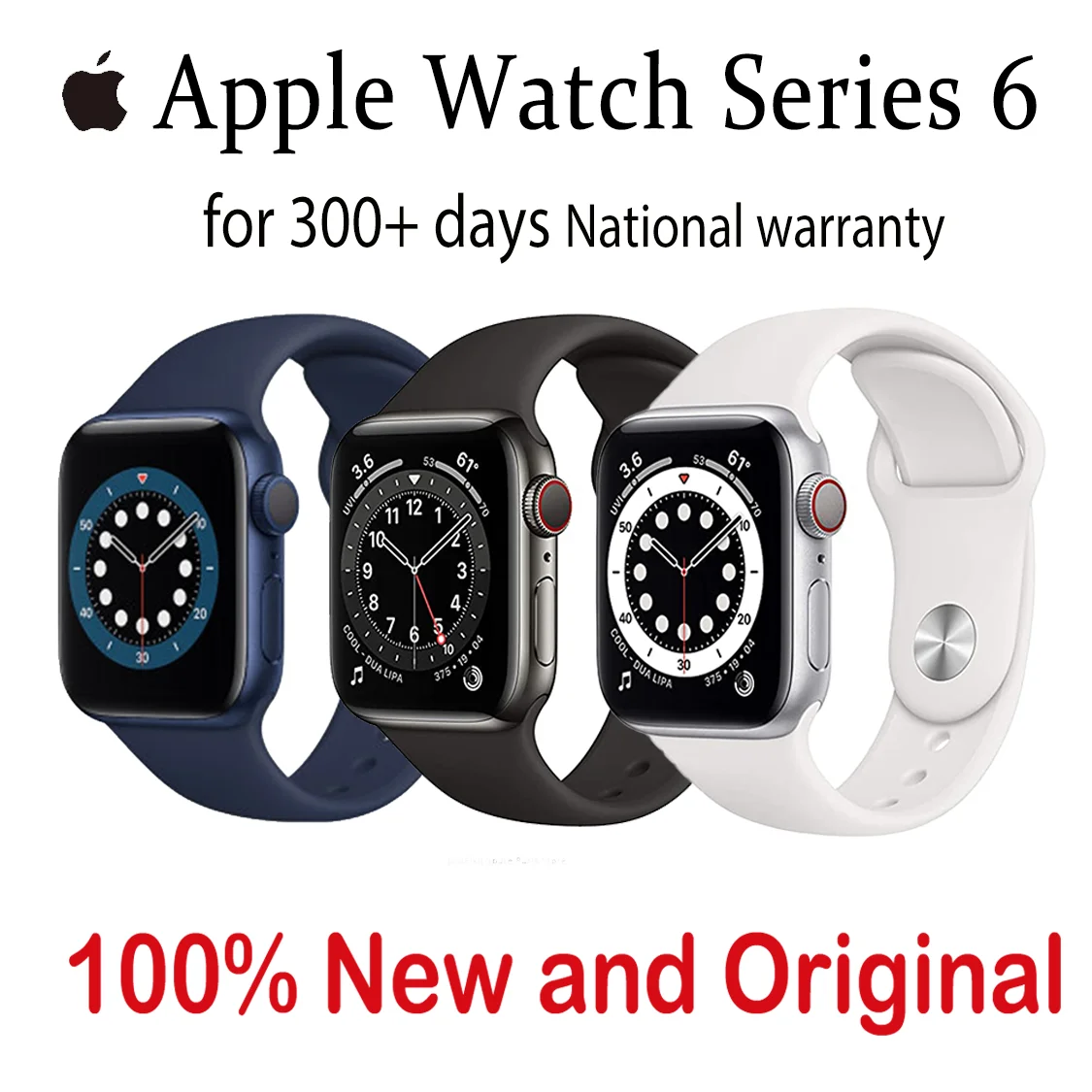New Original Apple Watch Series 6 GPS Cellular 40MM/44MM Aluminum Case with 5 Colors  Sport Band  Smart watch