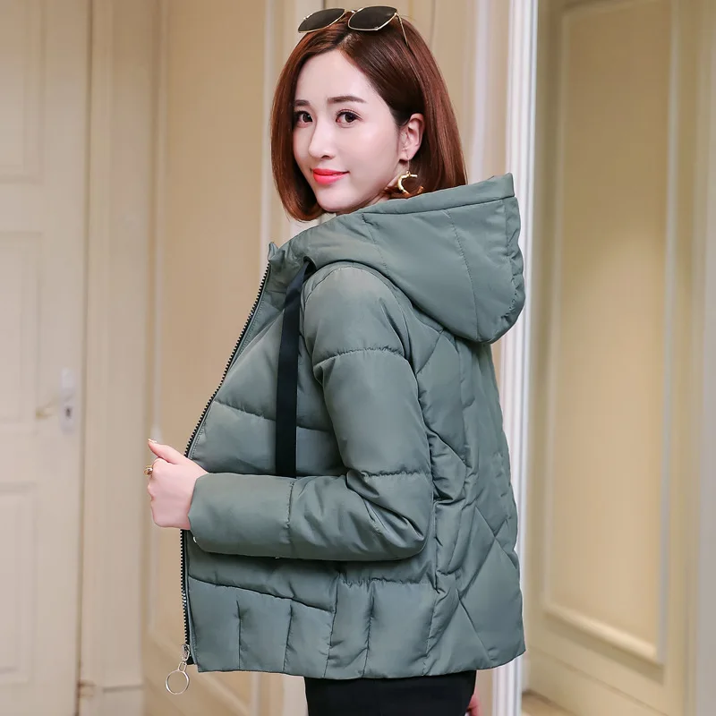 Женские короткие куртки с капюшоном теплый пуховик хлопок 2019 Осень-зима женские