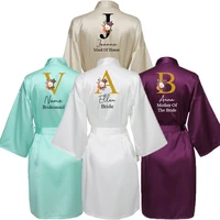 2021 custom robe personalised names satin silk robe bride robe women wedding gift bridesmaid bride dressing gown bridal