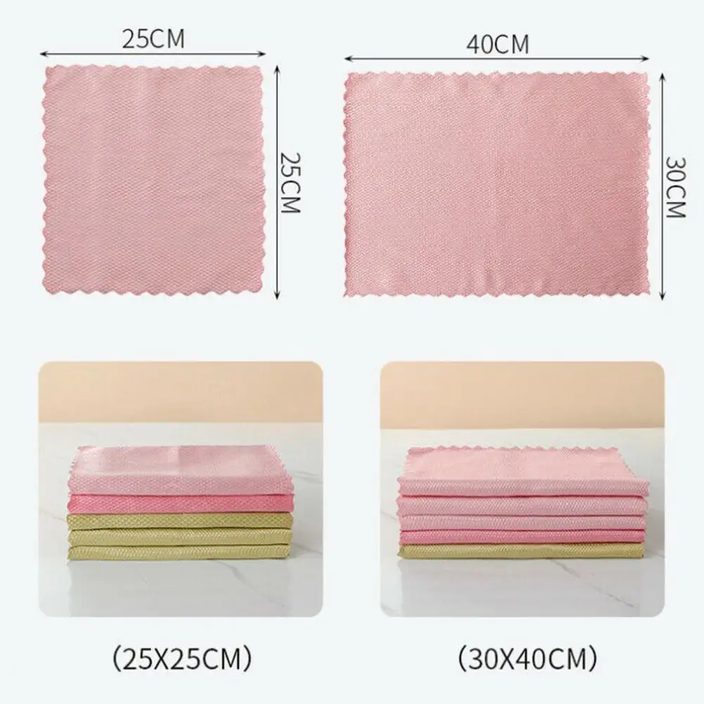 

5Pcs Rag Soft Super Water Absorbent Polyester Cleaning Fish Scale Rag for Kitchen