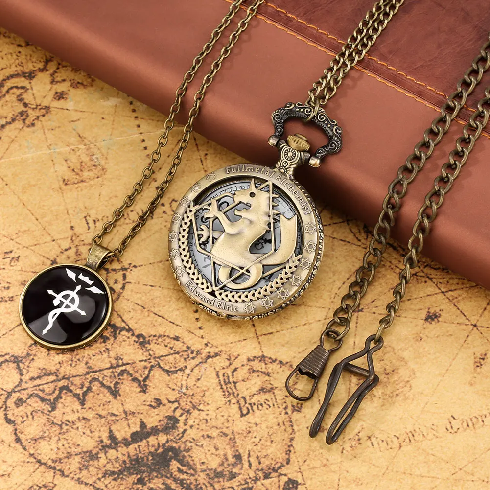 Fashion Retro Watch Pendant Men's Quartz Pocket Watch Necklace Fob Clock High Grade Gifts Sets