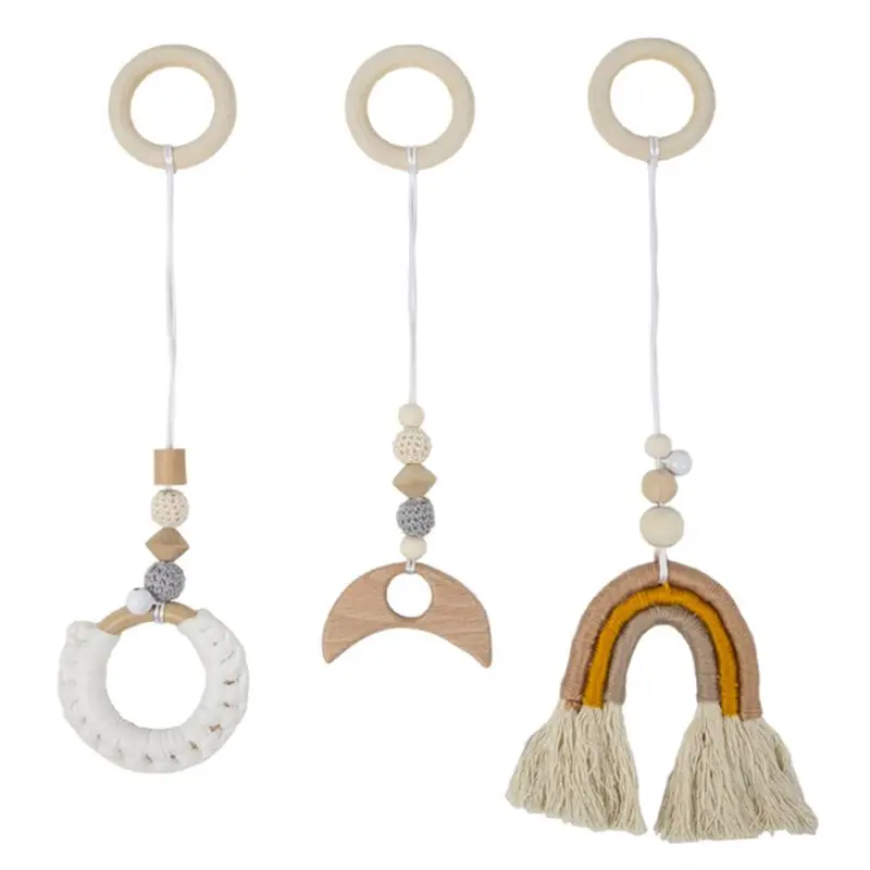 

3Pcs Nordic Baby Gym Frame Pendants Wooden Clothes Rack Rainbow Hanging Play Toy 203E