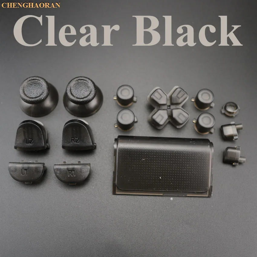 N Clear Black 1 Набор торцевых головок 17 Цвета Thumbsticks R2 L2 R1 L1 пусковых кнопок Mod Kit для Playstation Dualshock 4 PS4 2,0 DS4 010 011 1200 контроллер - Цвет: N Clear Black