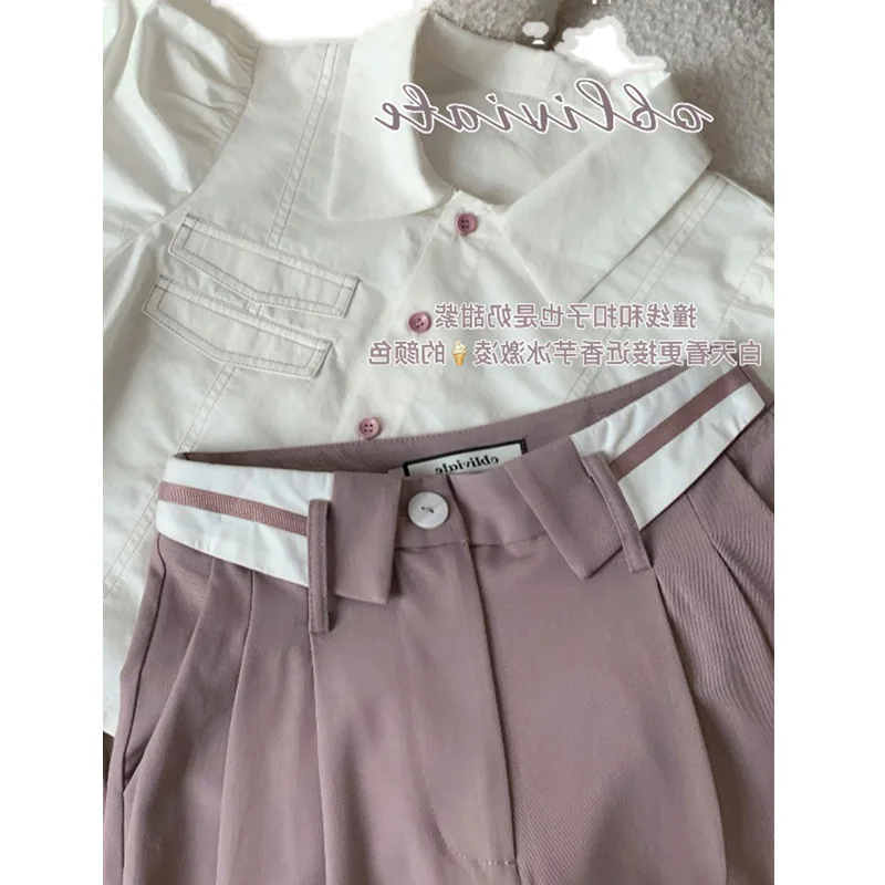 

new sweetheart cool girl incarnate colocasia bump color purple ant waist POLO shirt collar bubbles with short sleeves