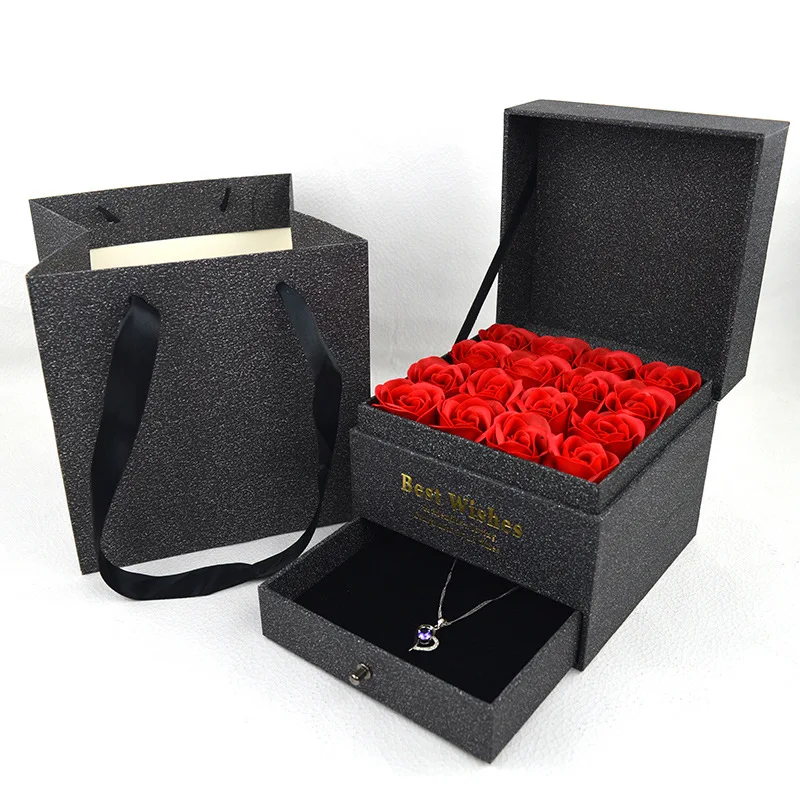 

Valentine's Day Gift Box With Soap Flower Eternal Soap Rose Gift Box Exqusite Valentine's Day Rose Gift Box Eternal Jewelry Box
